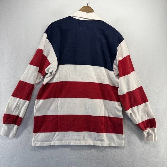 Vintage Lands End Rugby Shirt Men's XL Tall XLT Red White Blue USA Made Flag 90s - Picture 15 of 16